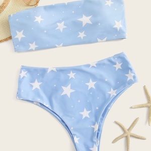 Light Blue Strapless Star Bikini